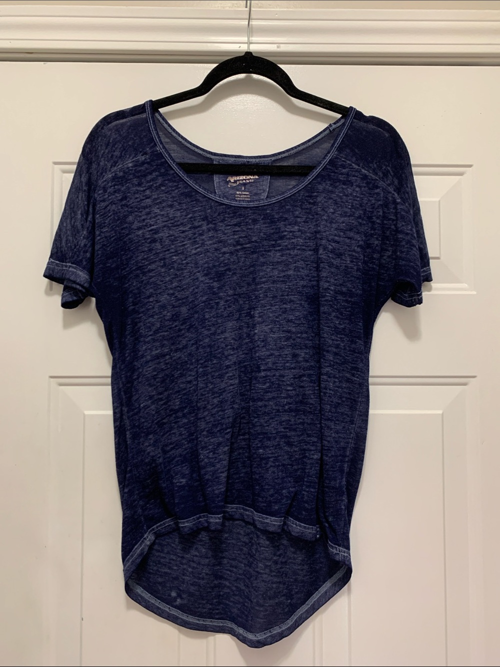 4/$10 Arizona Jean Company Women's Short Sleeve Navy Heather Tee Size Small